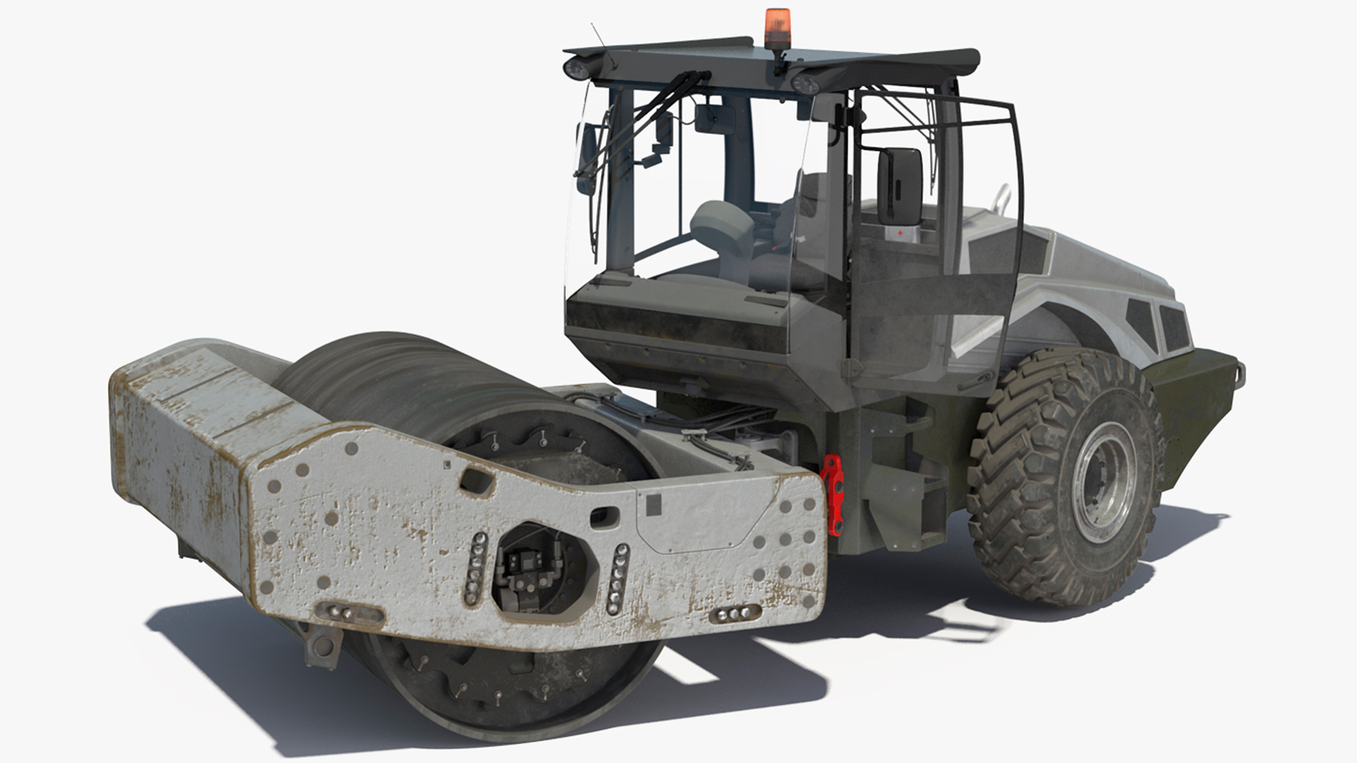 3D model Heavy Duty Single Drum Compactor Dirty Rigged