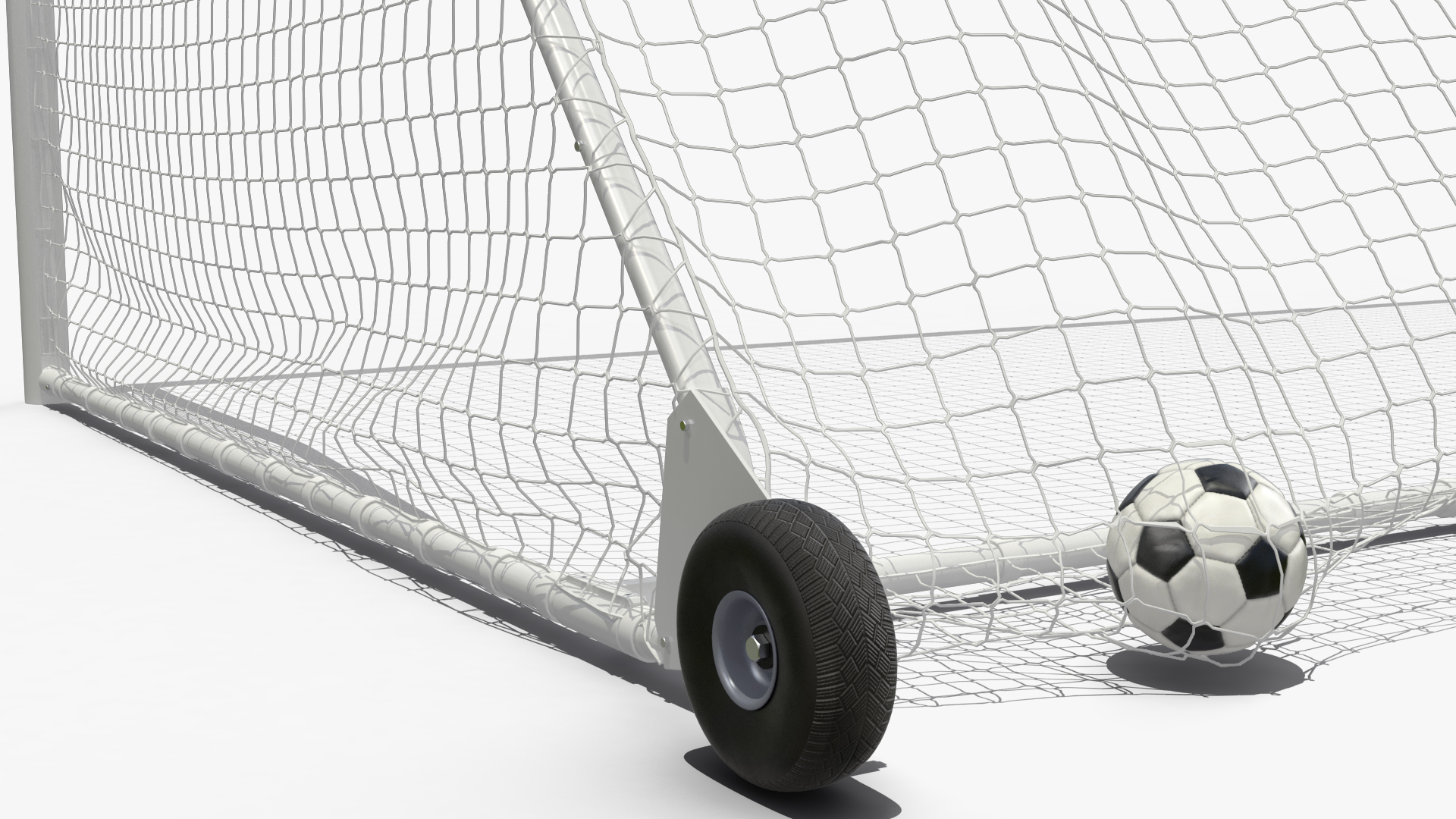 Animated Soccer Ball Hits the Goal Net Slowmotion 3D model