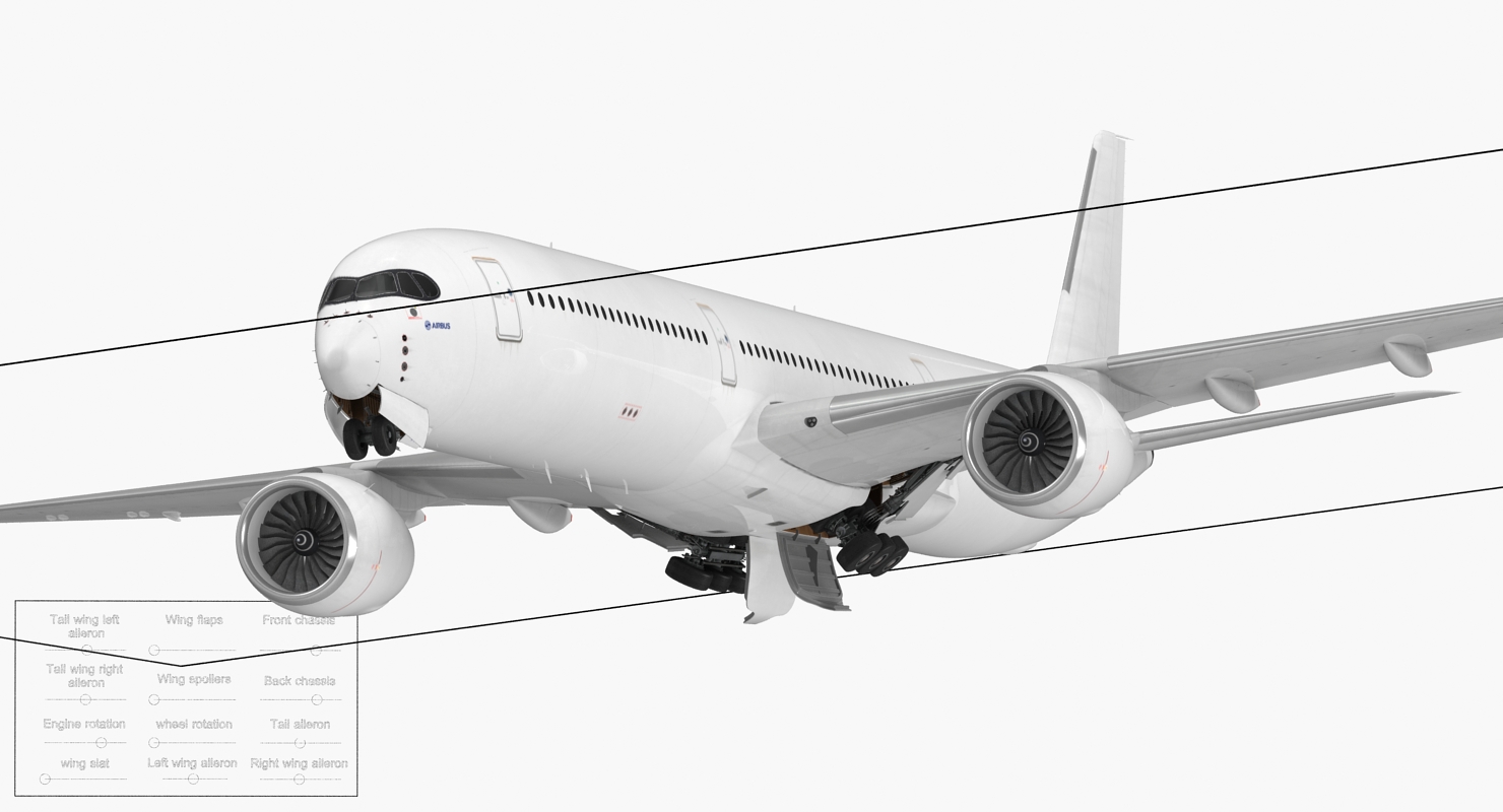 3D Airbus A350 1000 Generic Rigged
