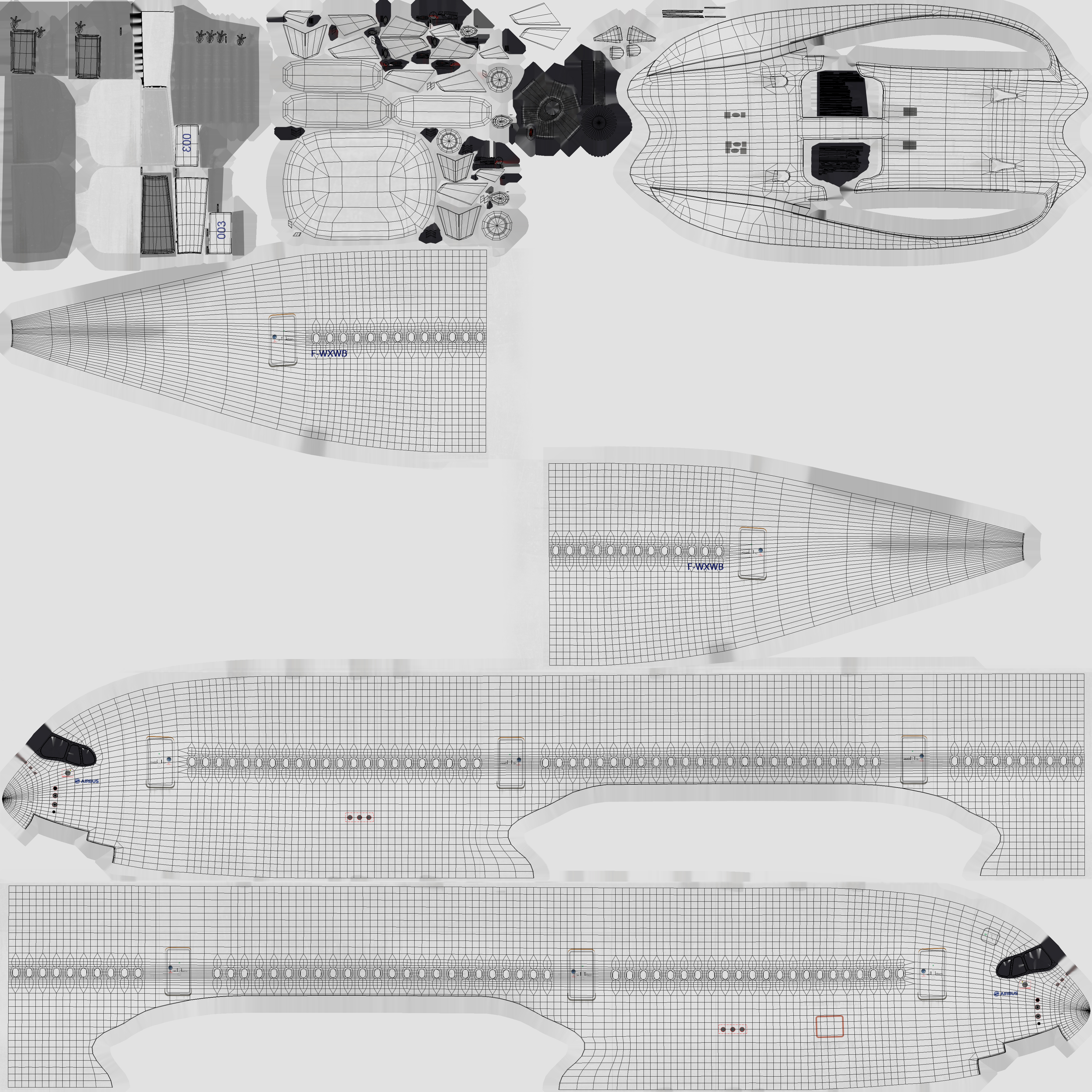 3D Airbus A350 1000 Generic Rigged