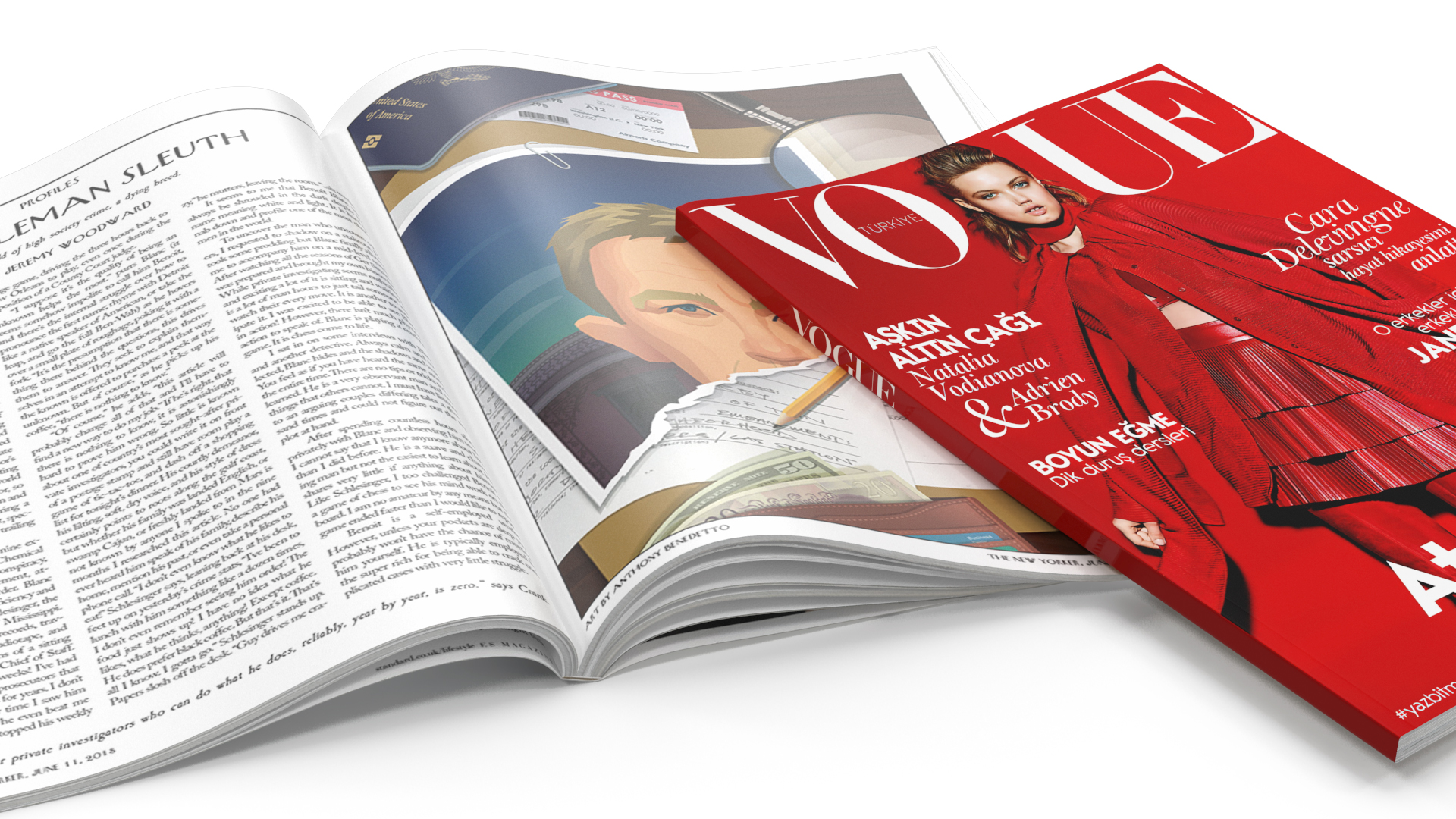 3D model Vogue and New Yorker Magazines