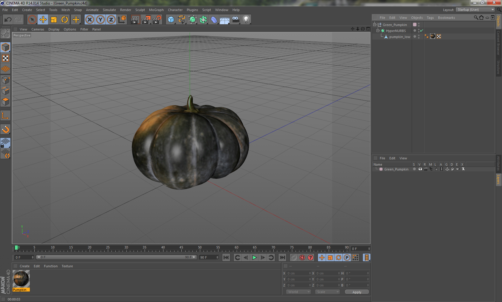 3D Green Pumpkin model