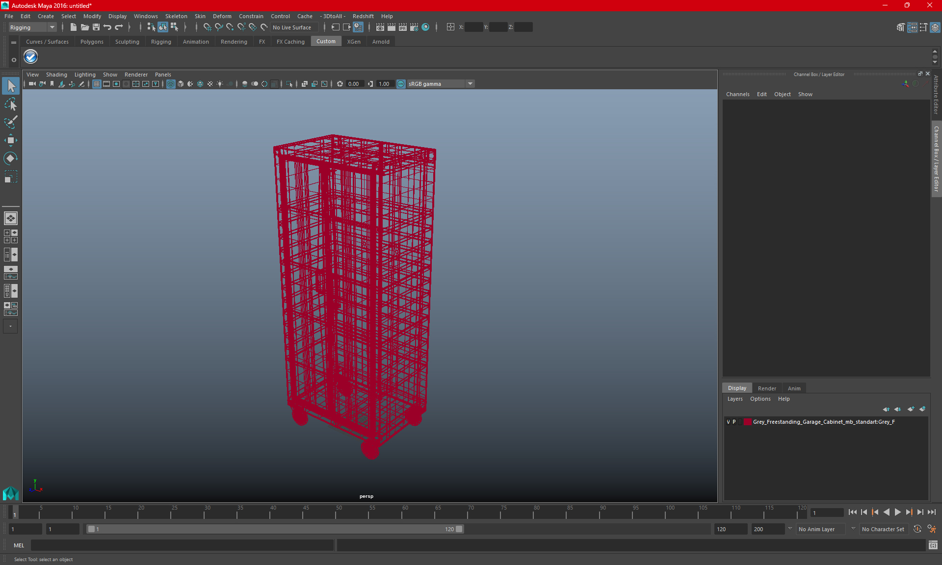 Grey Freestanding Garage Cabinet 3D