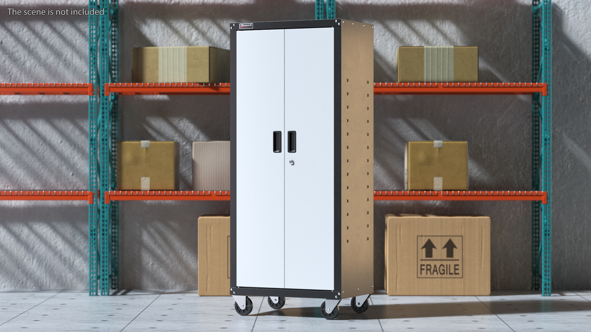 Grey Freestanding Garage Cabinet 3D