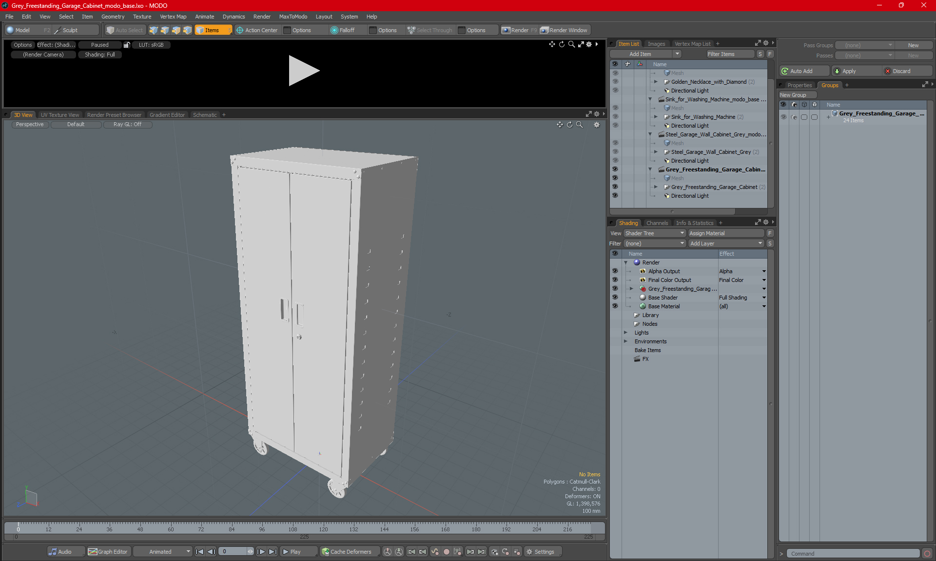 Grey Freestanding Garage Cabinet 3D