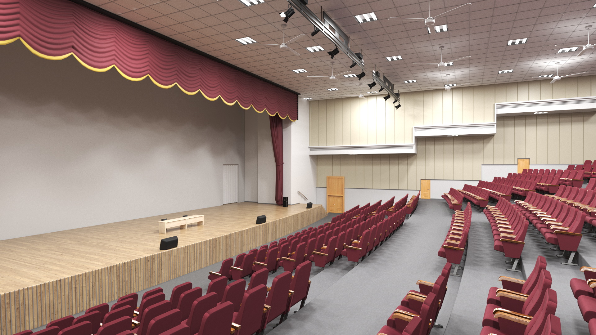 3D Interior Red Conference Hall model