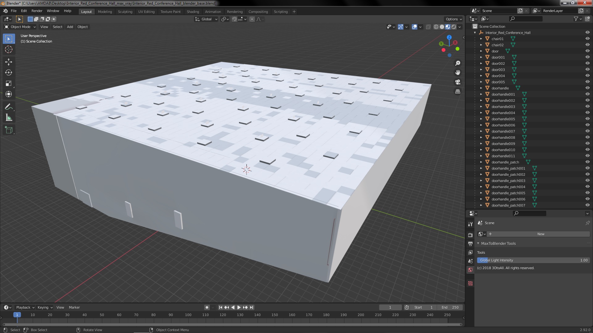 3D Interior Red Conference Hall model