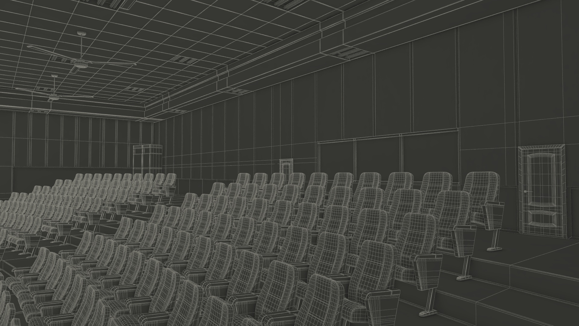 3D Interior Red Conference Hall model