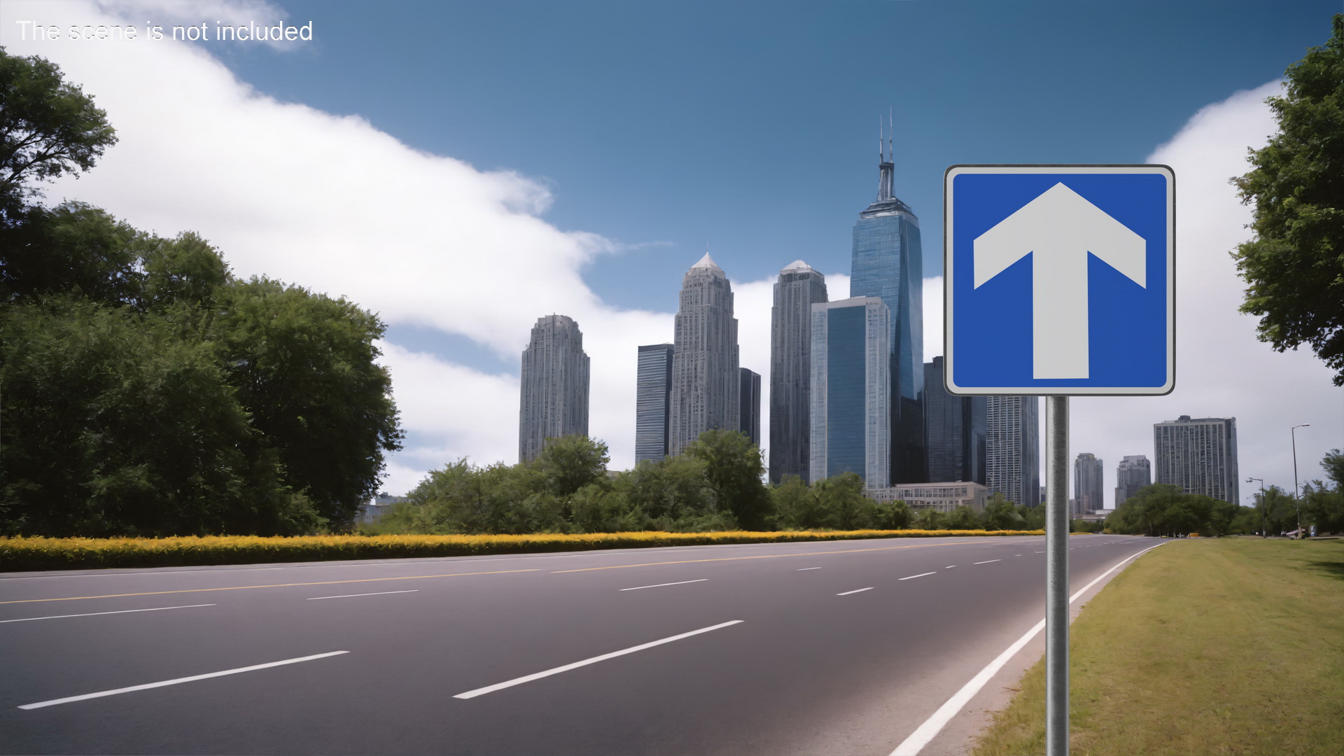 3D model Road Sign One Way Traffic