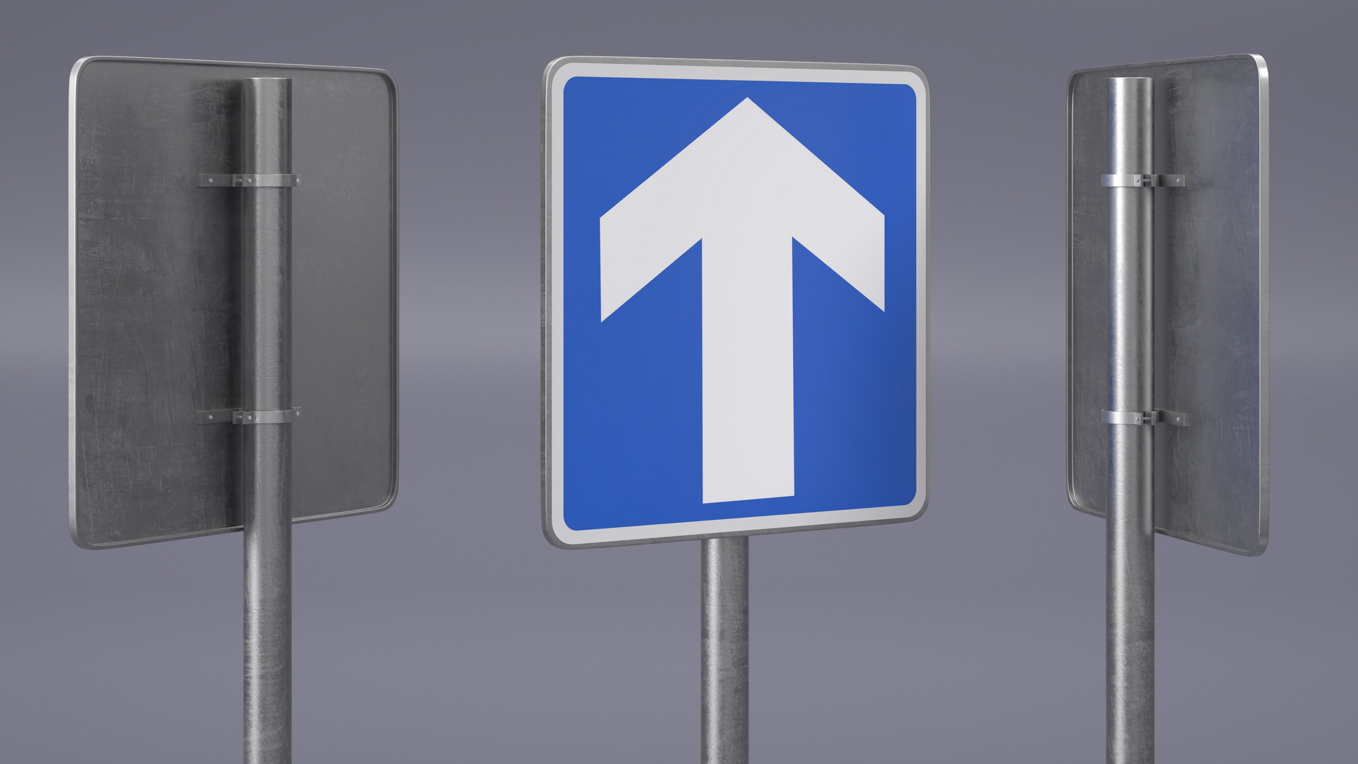 3D model Road Sign One Way Traffic