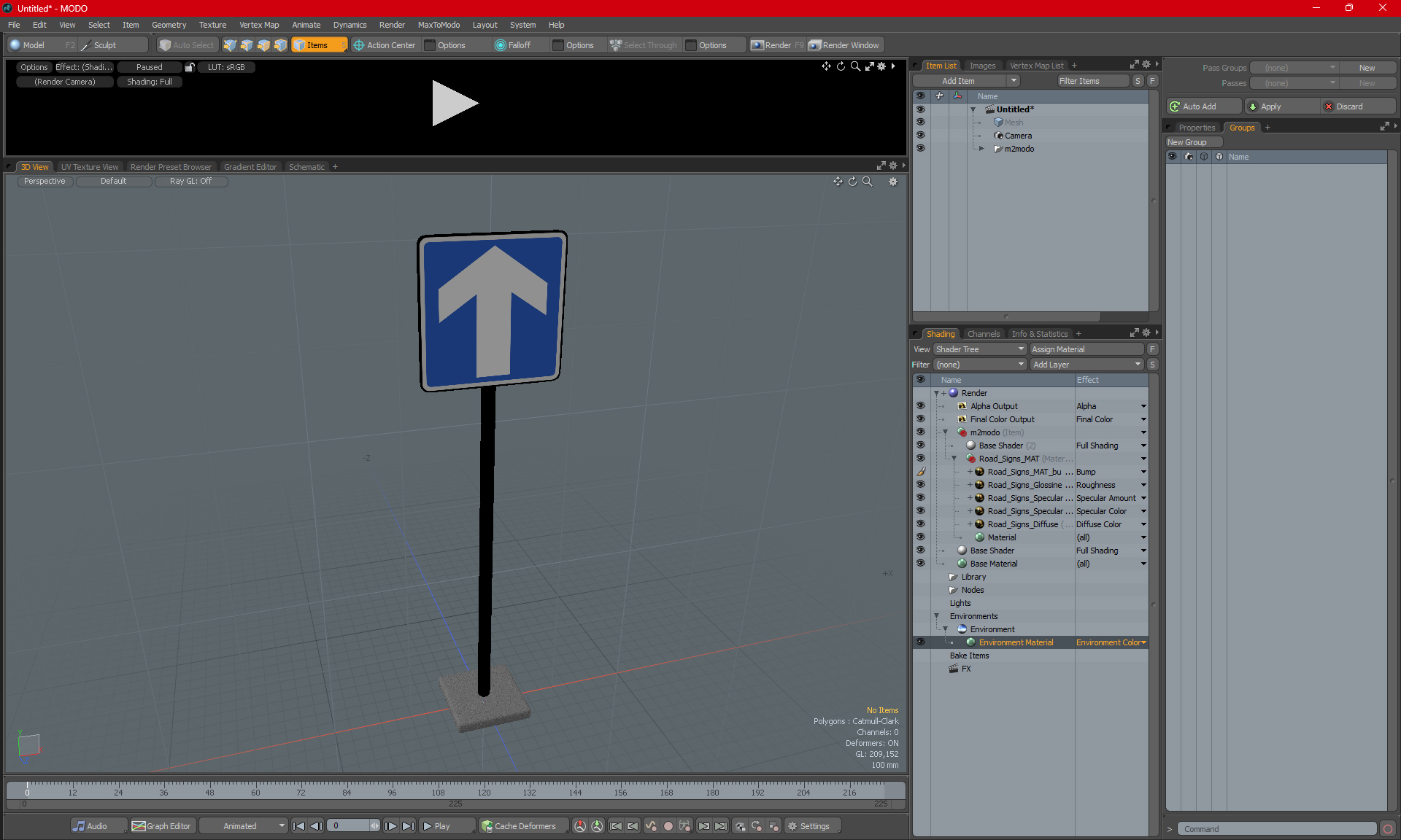 3D model Road Sign One Way Traffic
