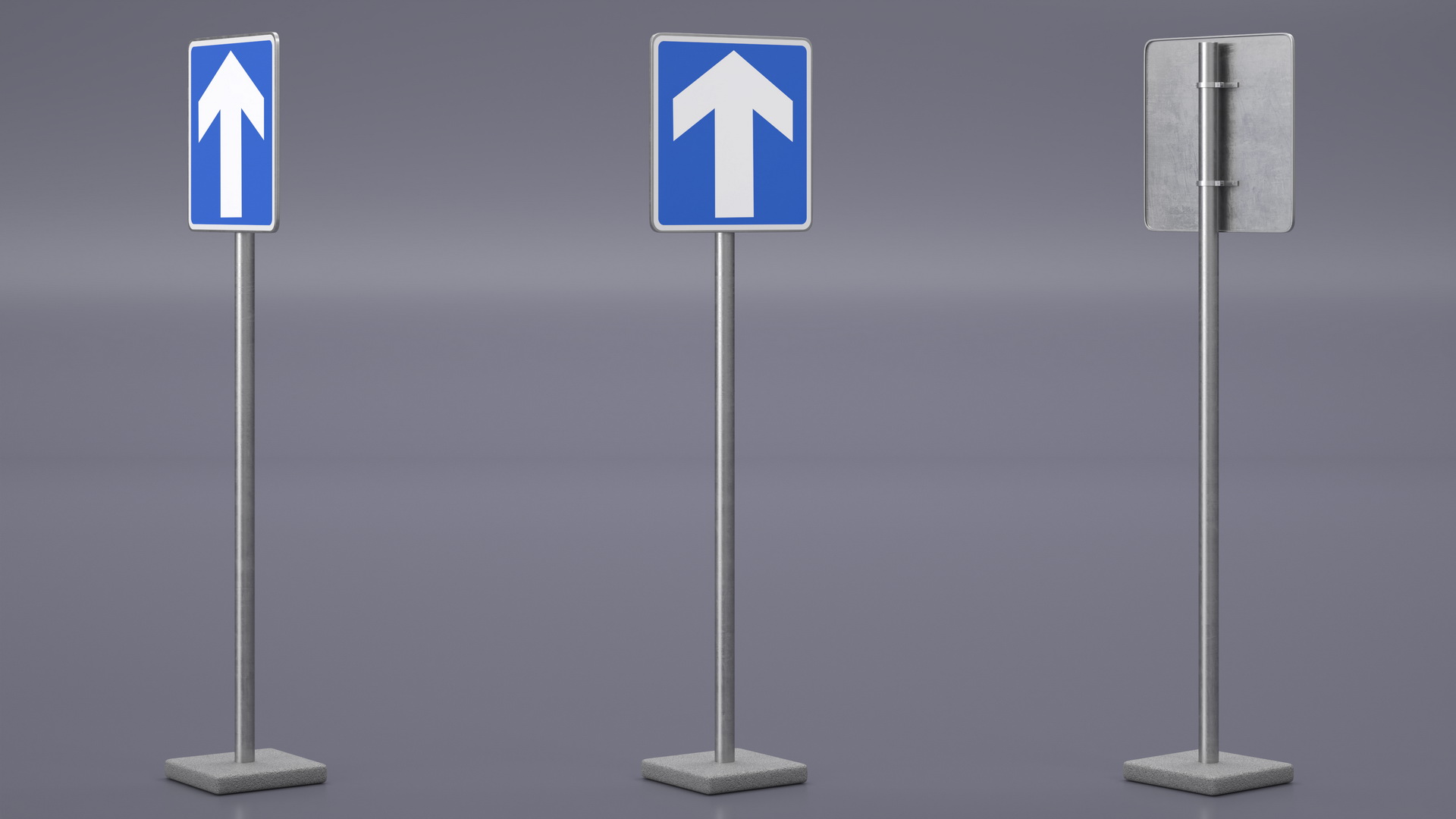 3D model Road Sign One Way Traffic