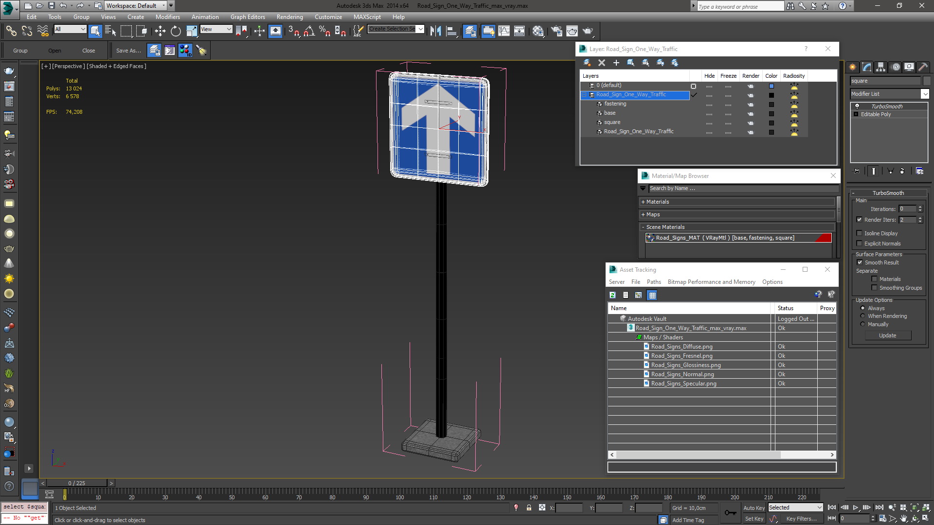 3D model Road Sign One Way Traffic