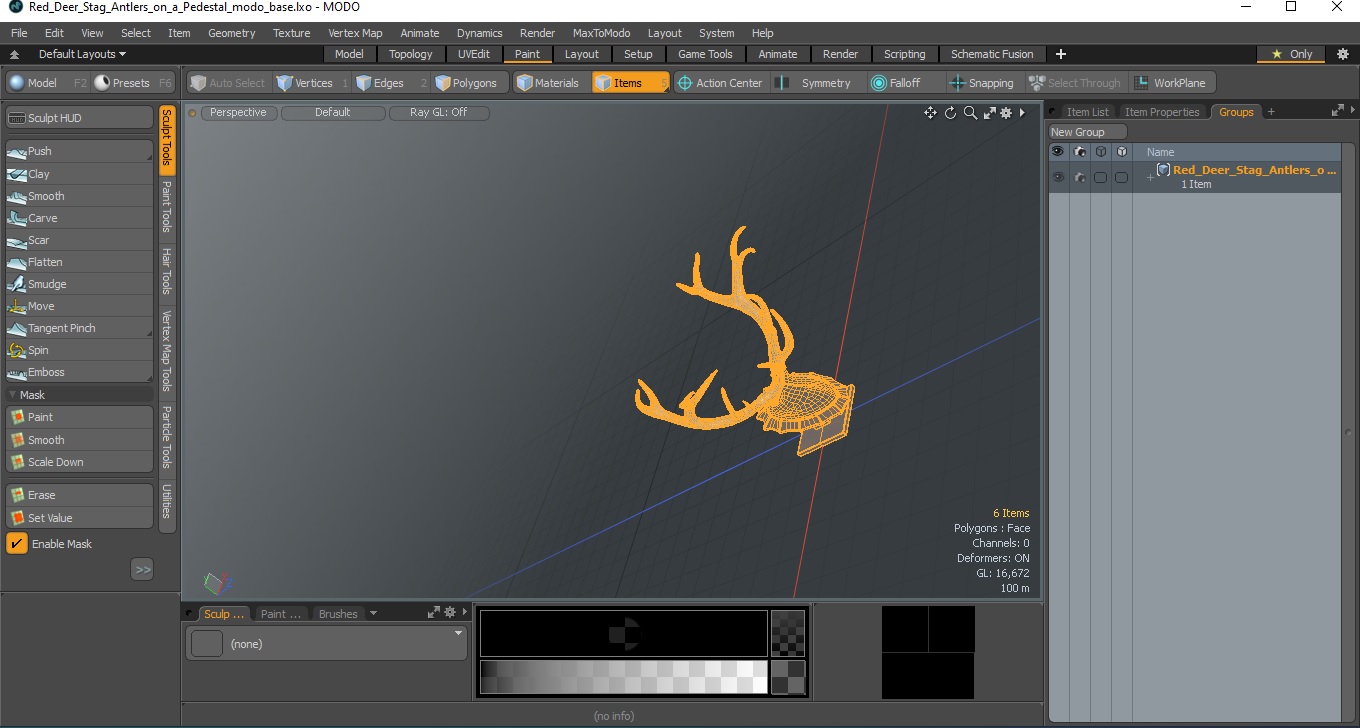3D model Red Deer Stag Antlers on a Pedestal