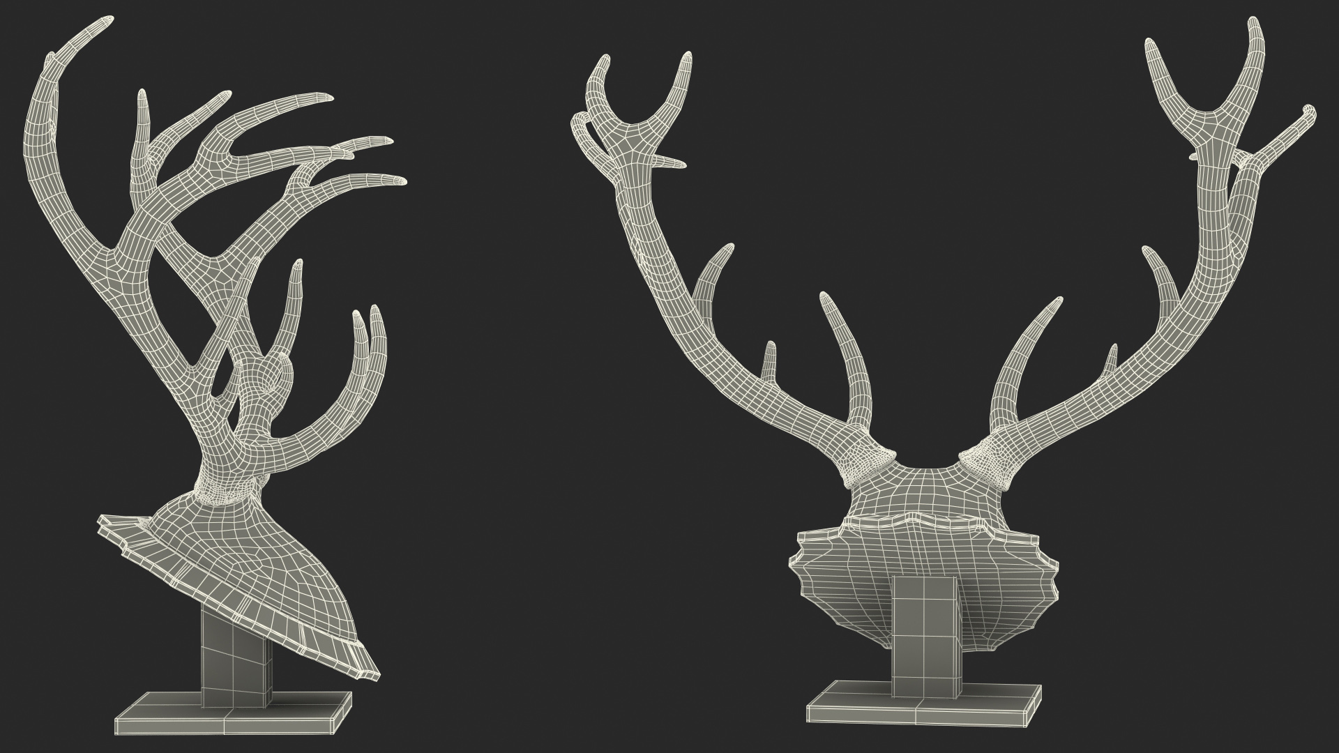 3D model Red Deer Stag Antlers on a Pedestal