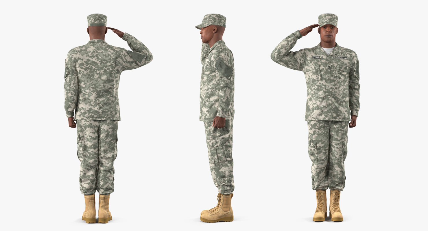 3D model US Army Soldier Camouflage Saluting Pose