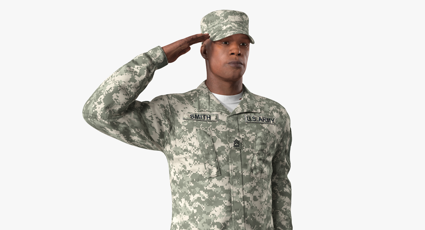 3D model US Army Soldier Camouflage Saluting Pose