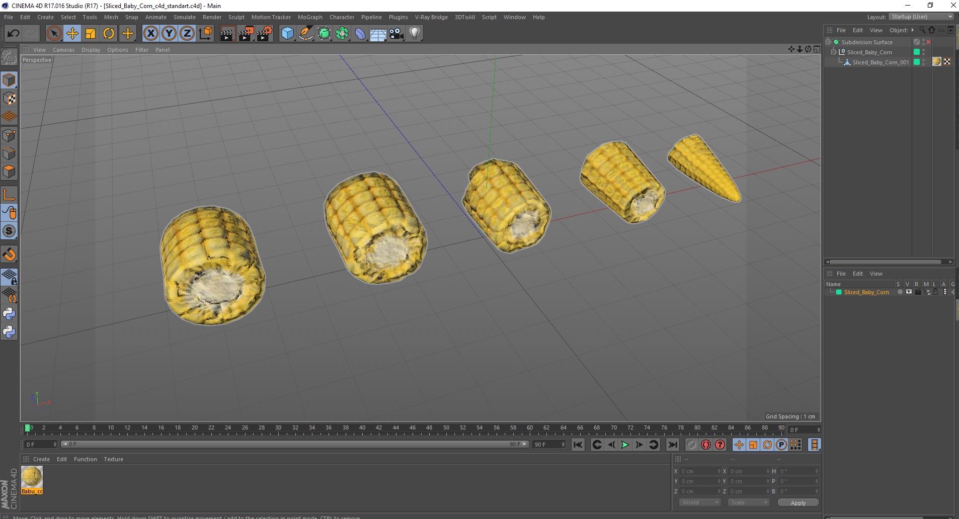 3D Sliced Baby Corn