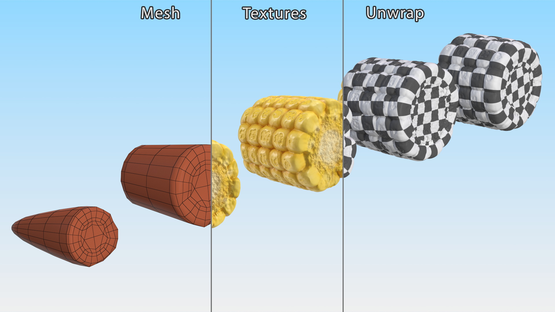 3D Sliced Baby Corn