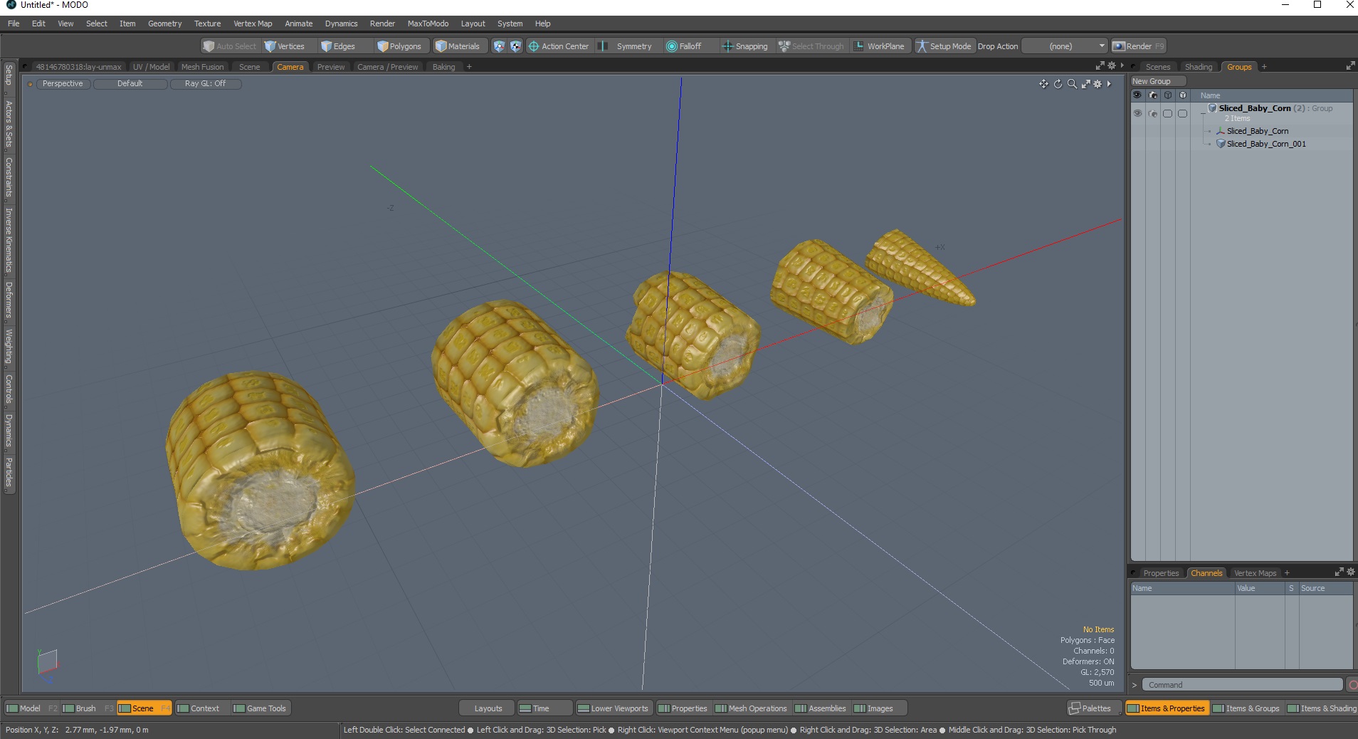 3D Sliced Baby Corn