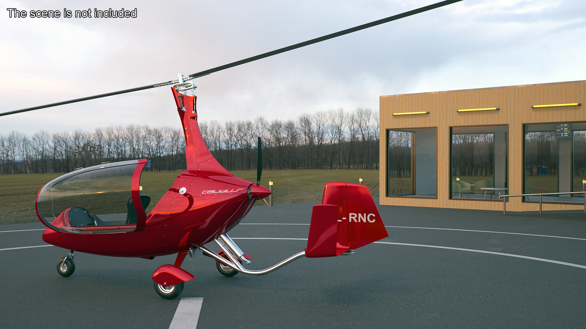 3D model Calidus 912 Autogyro Red Simple Interior