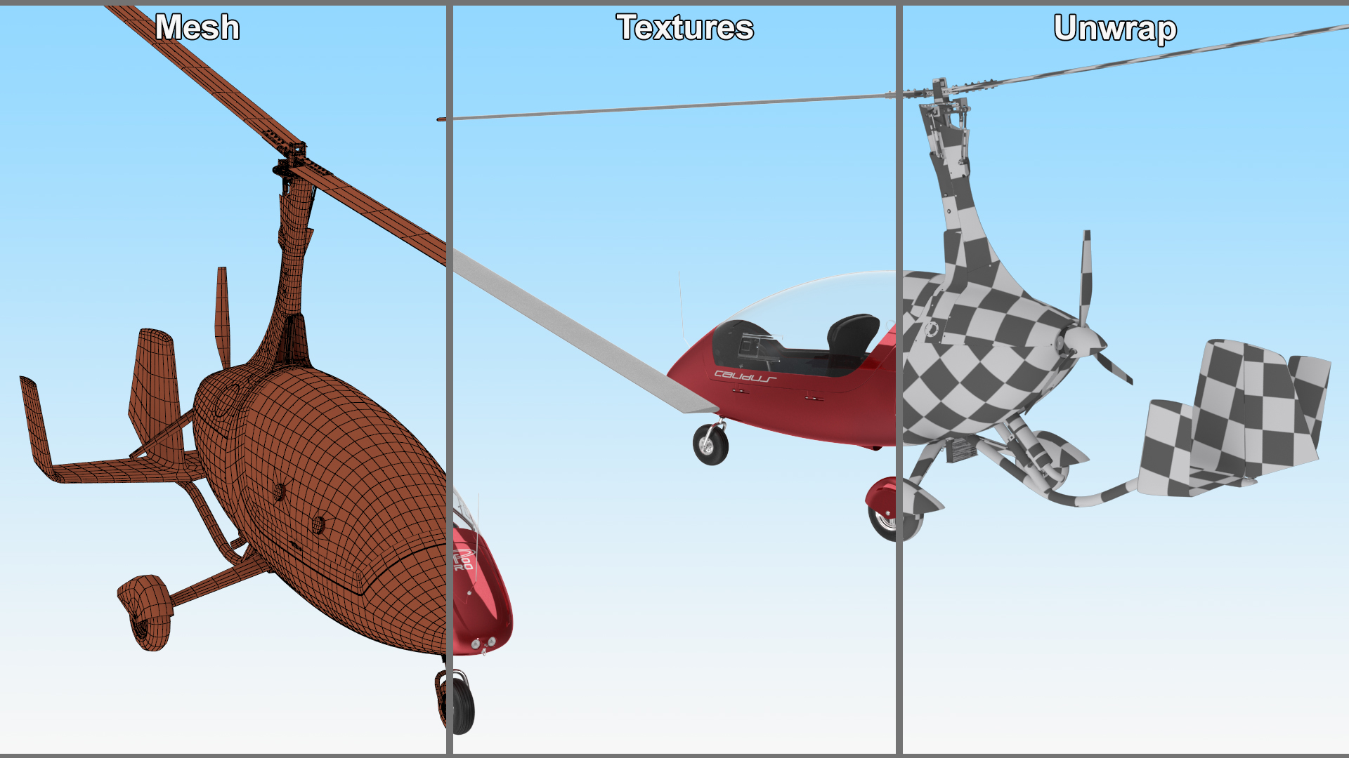 3D model Calidus 912 Autogyro Red Simple Interior
