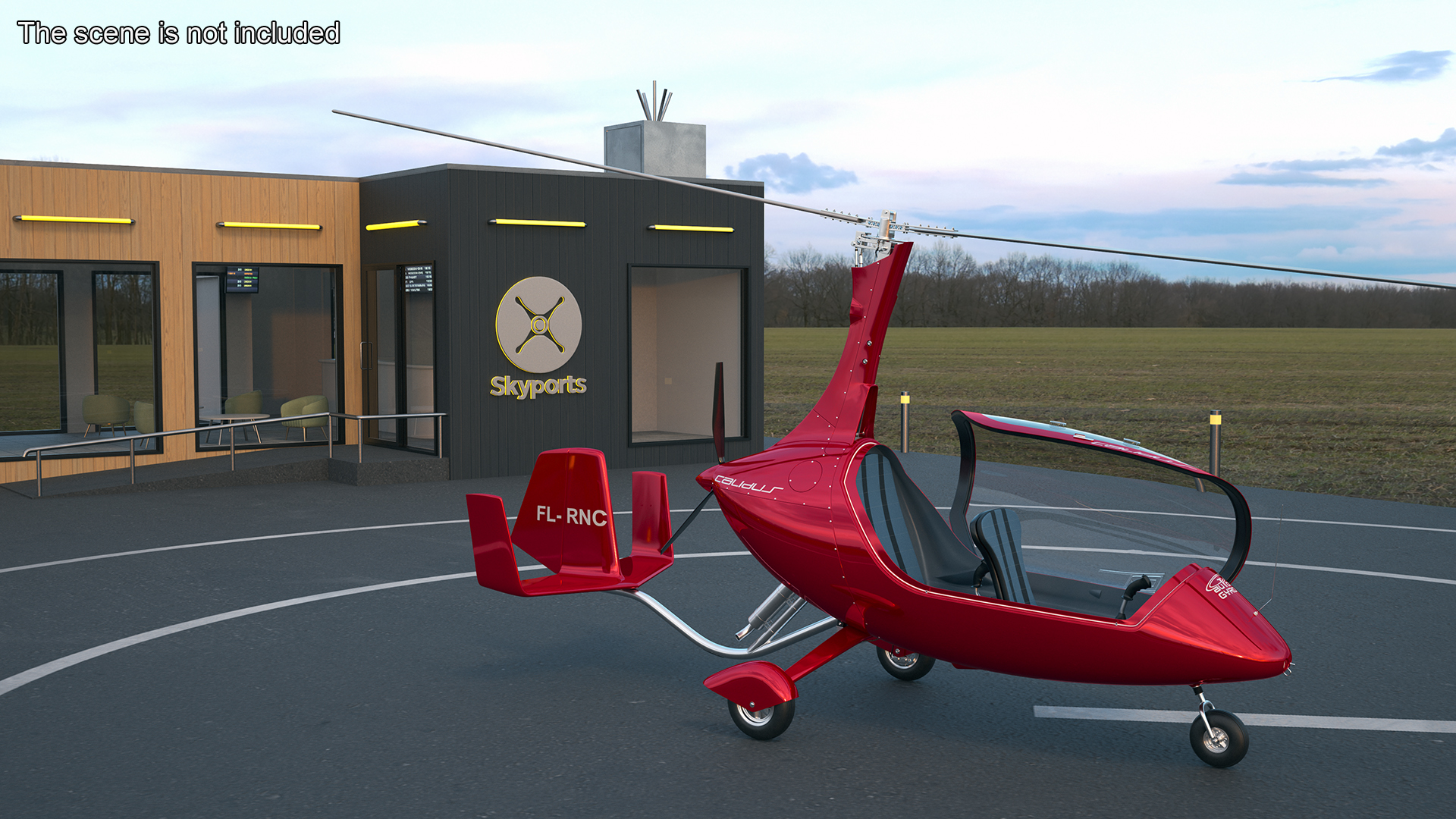 3D model Calidus 912 Autogyro Red Simple Interior
