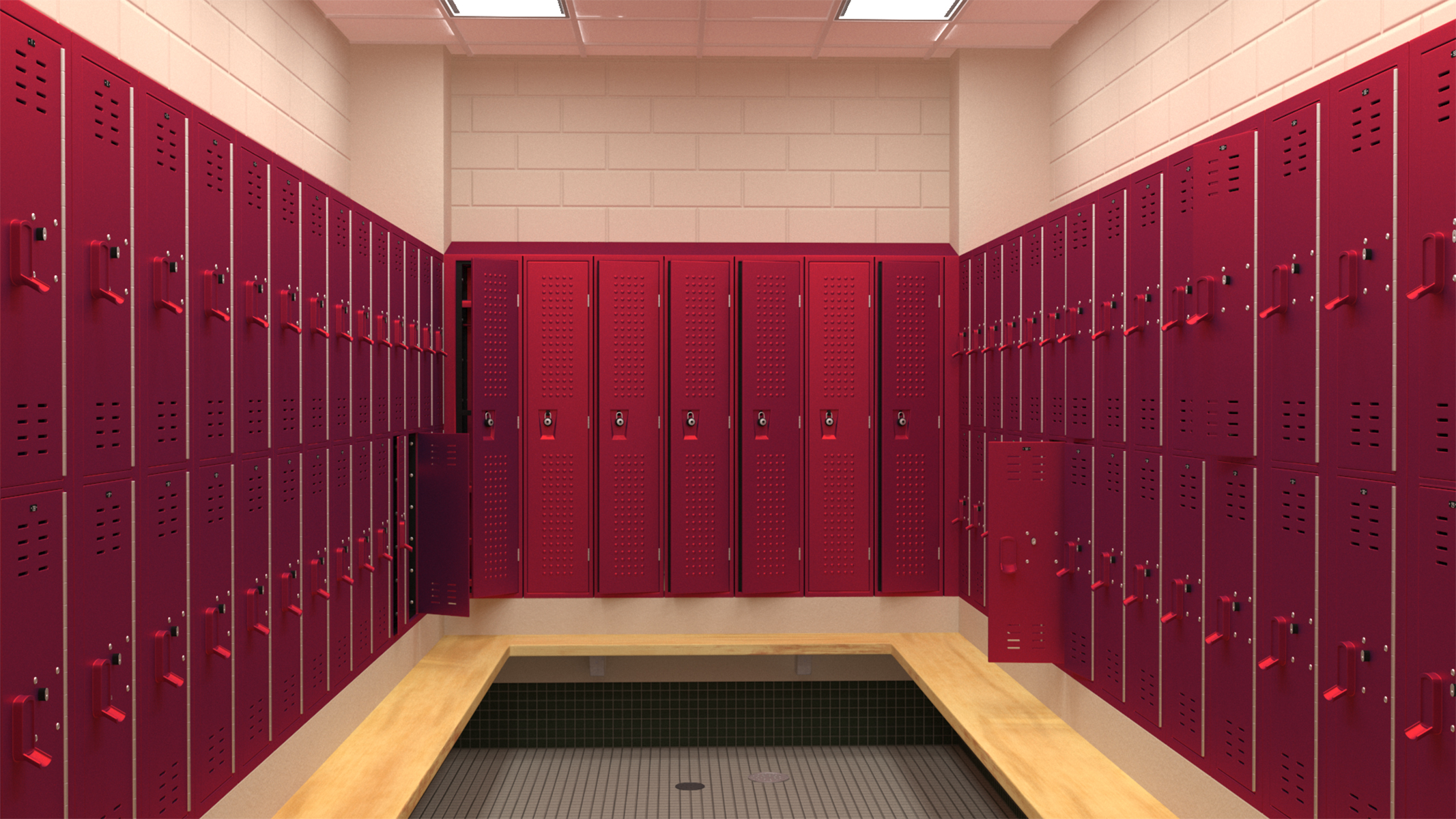 3D Metal Locker Room Red