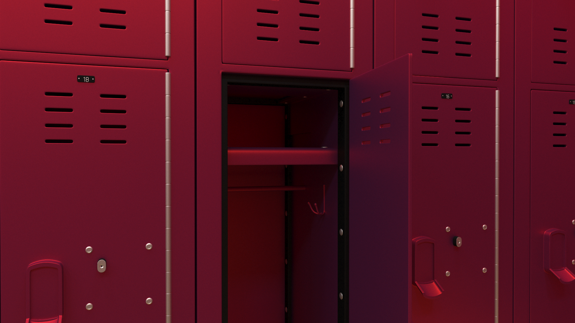 3D Metal Locker Room Red