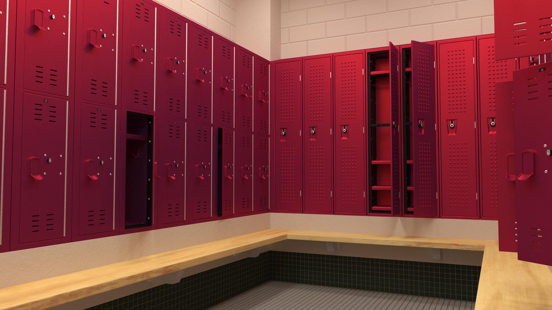 3D Metal Locker Room Red