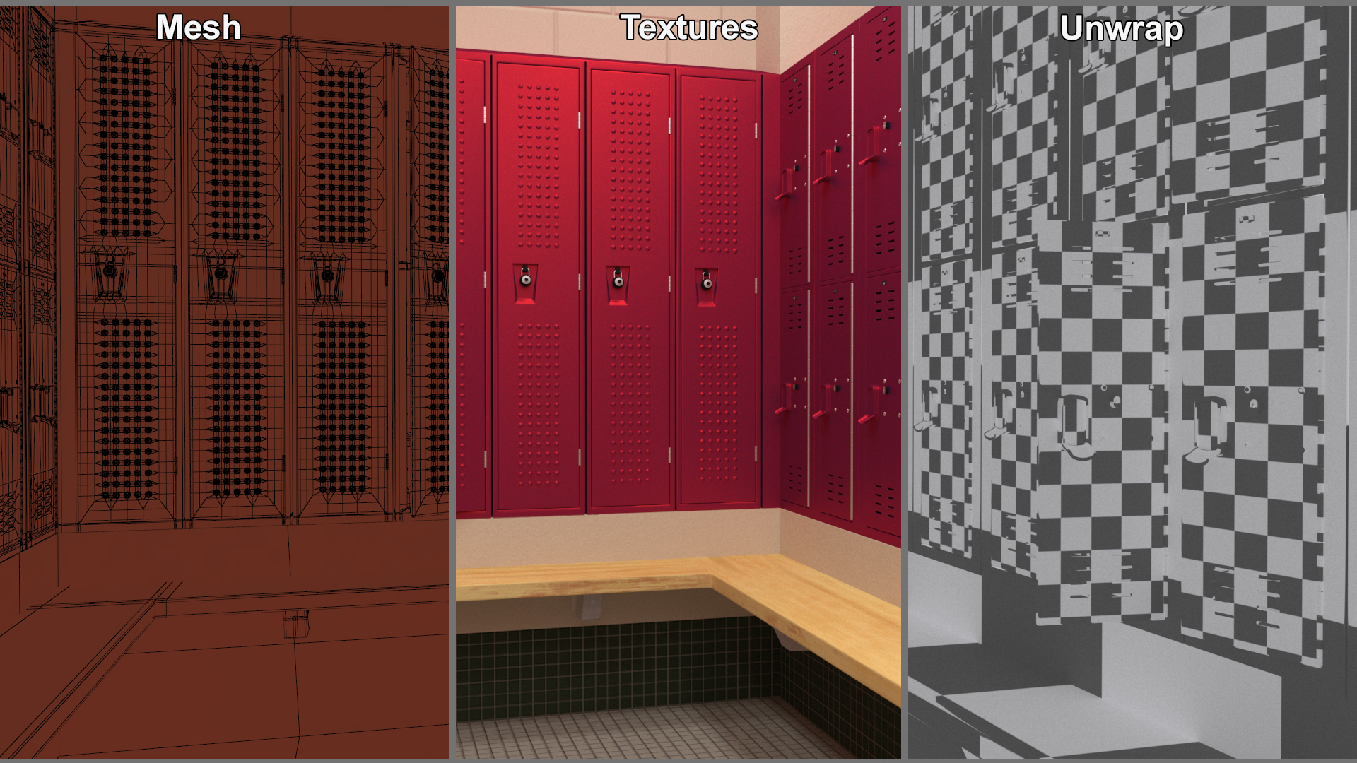 3D Metal Locker Room Red