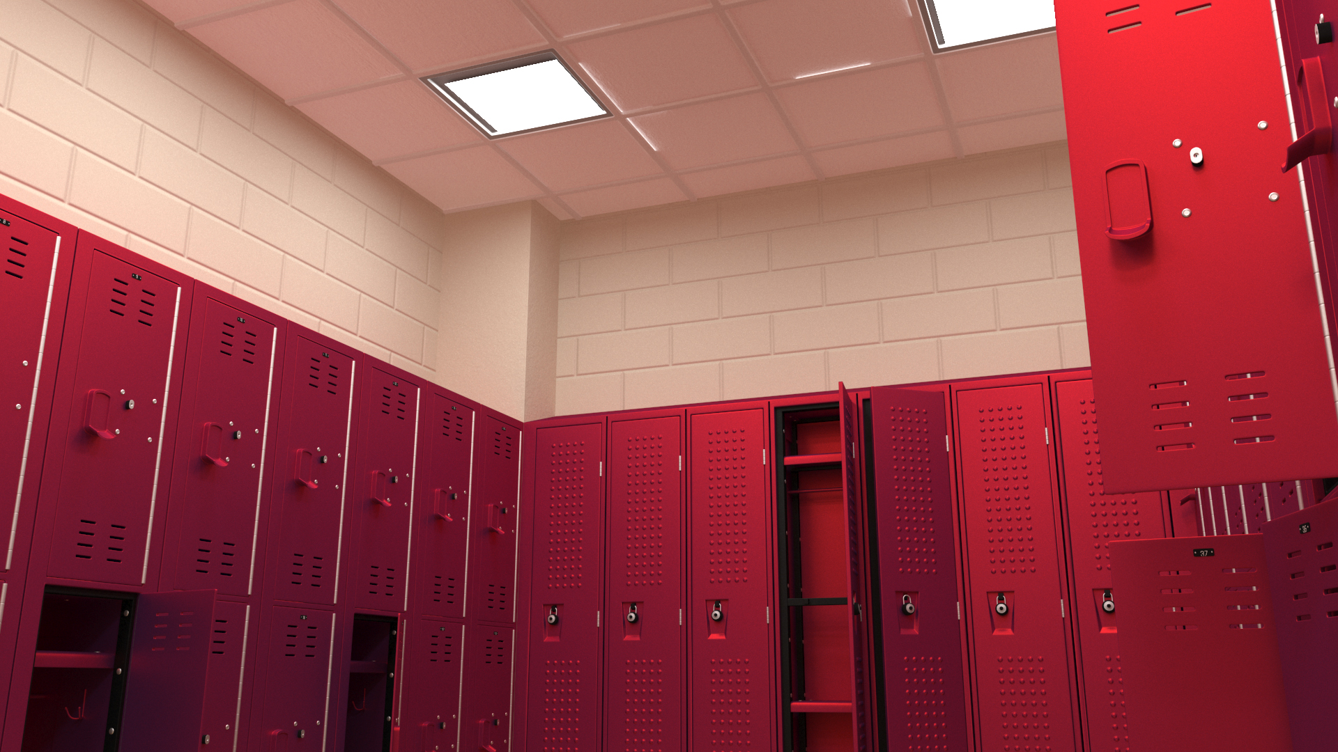 3D Metal Locker Room Red