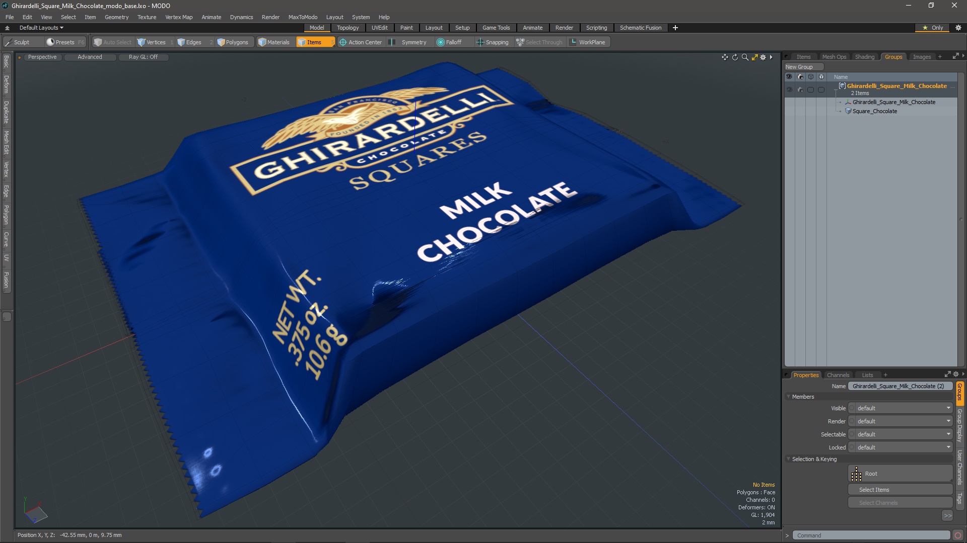 3D Ghirardelli Square Milk Chocolate model