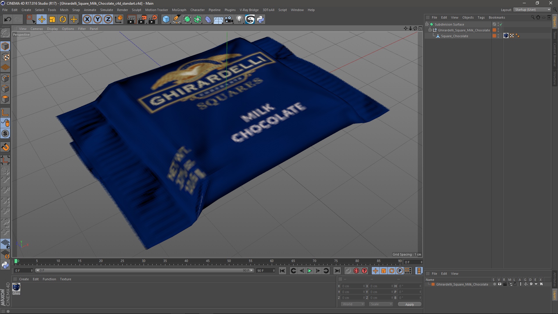 3D Ghirardelli Square Milk Chocolate model