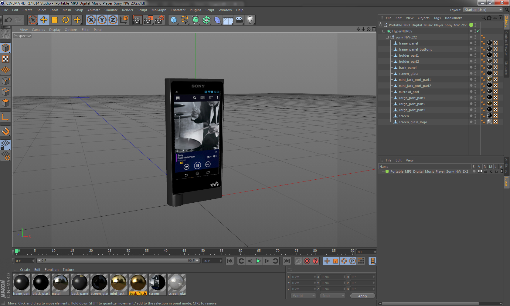 3D model Portable MP3 Digital Music Player Sony NW ZX2
