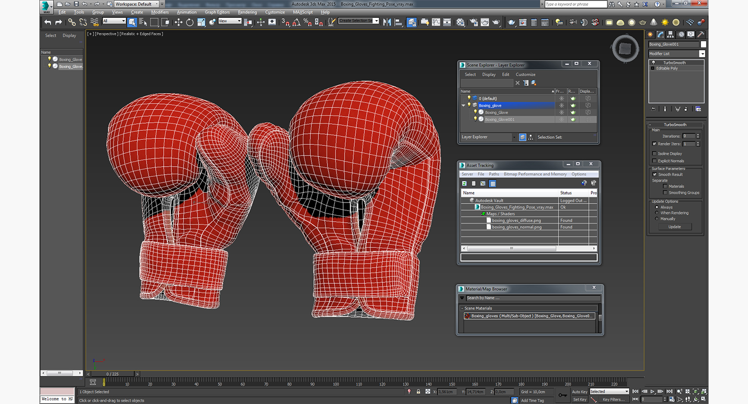 Boxing Gloves Fighting Pose 3D