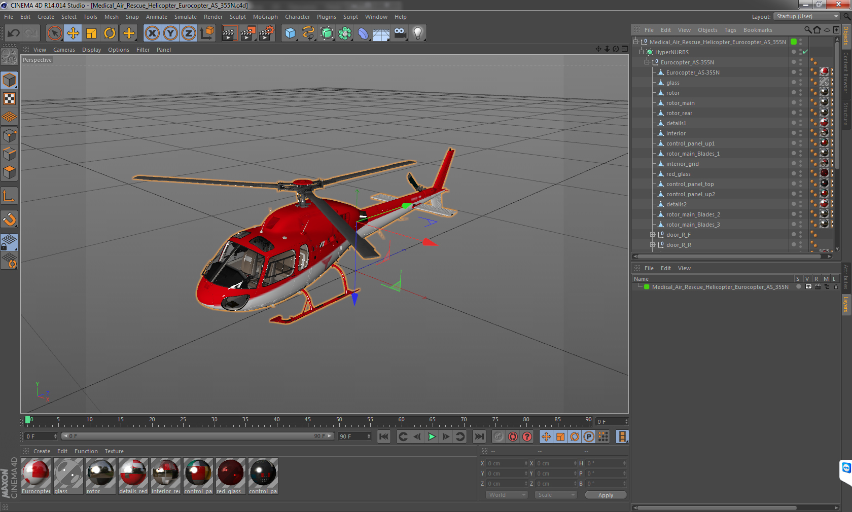 3D Medical Air Rescue Helicopter Eurocopter AS 355N model