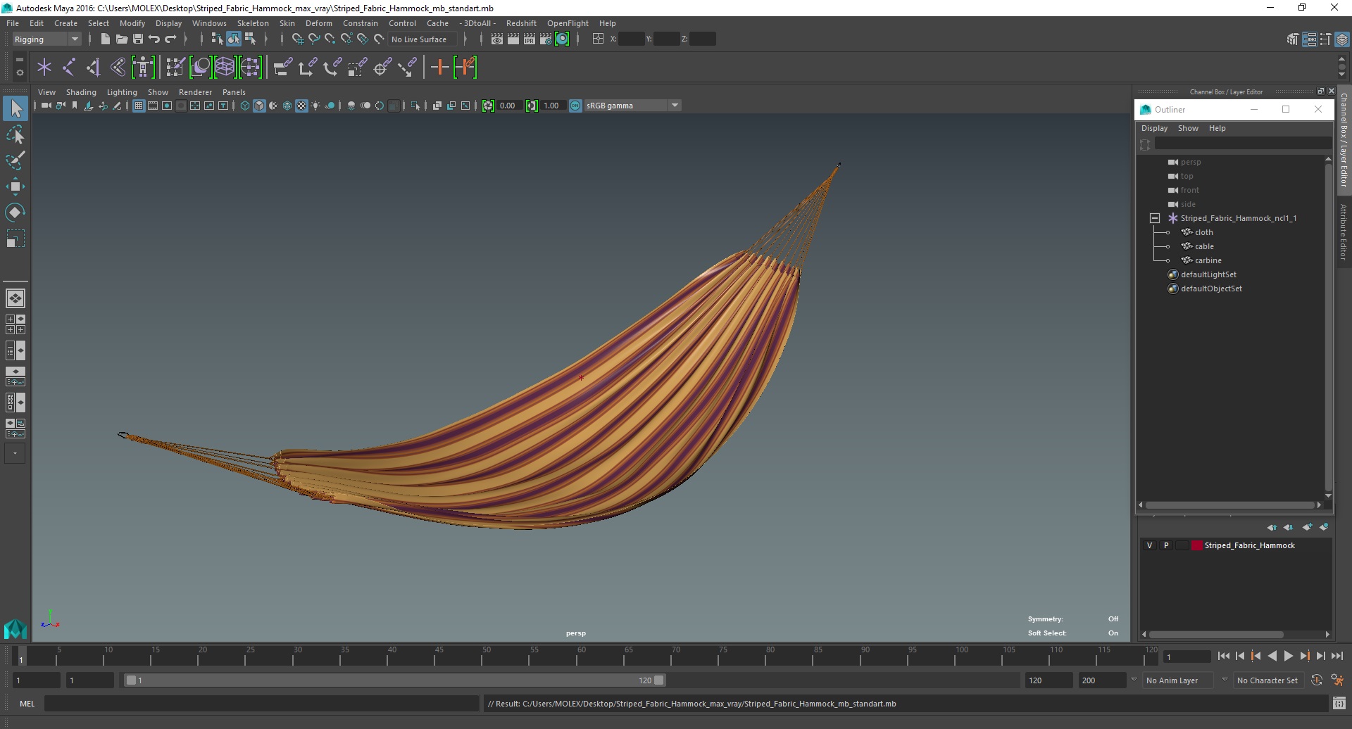 Striped Fabric Hammock 3D