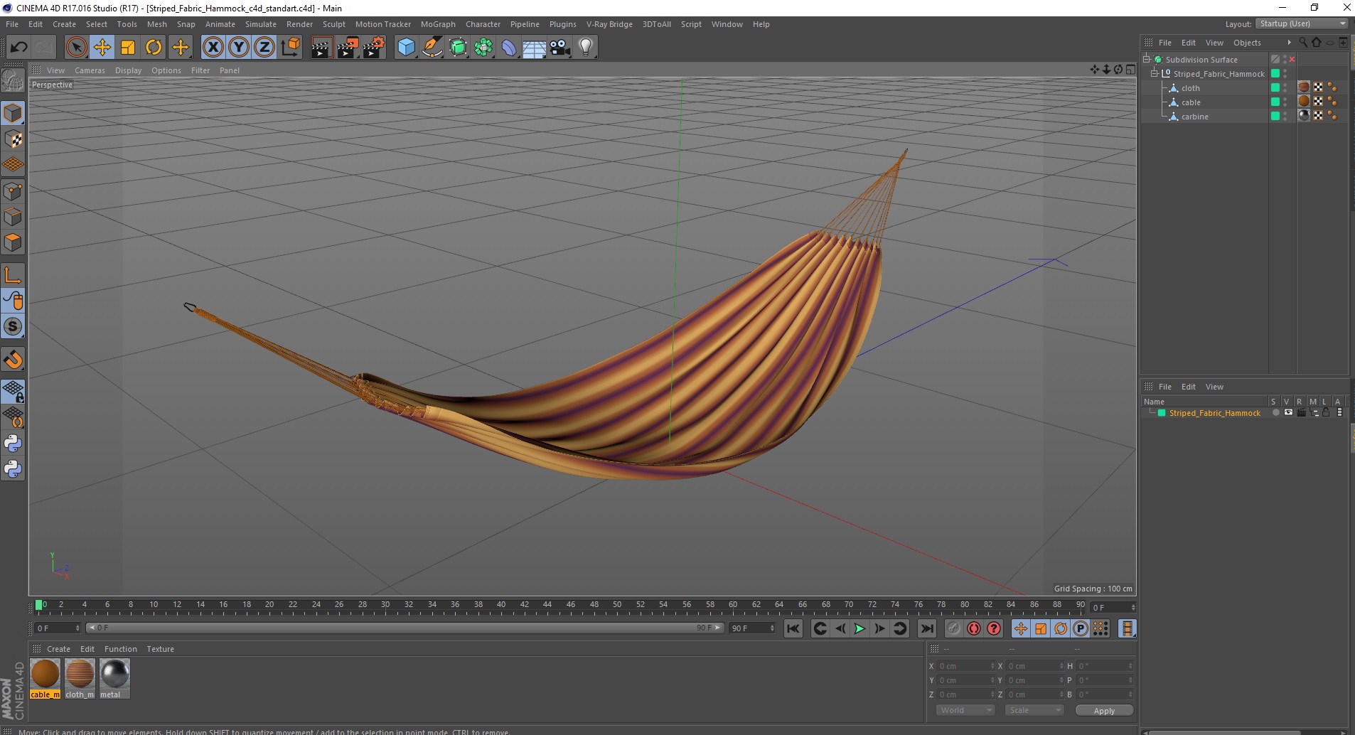 Striped Fabric Hammock 3D