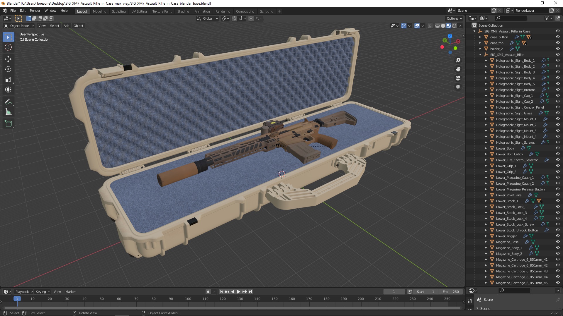 SIG XM7 Assault Rifle in Case 3D model
