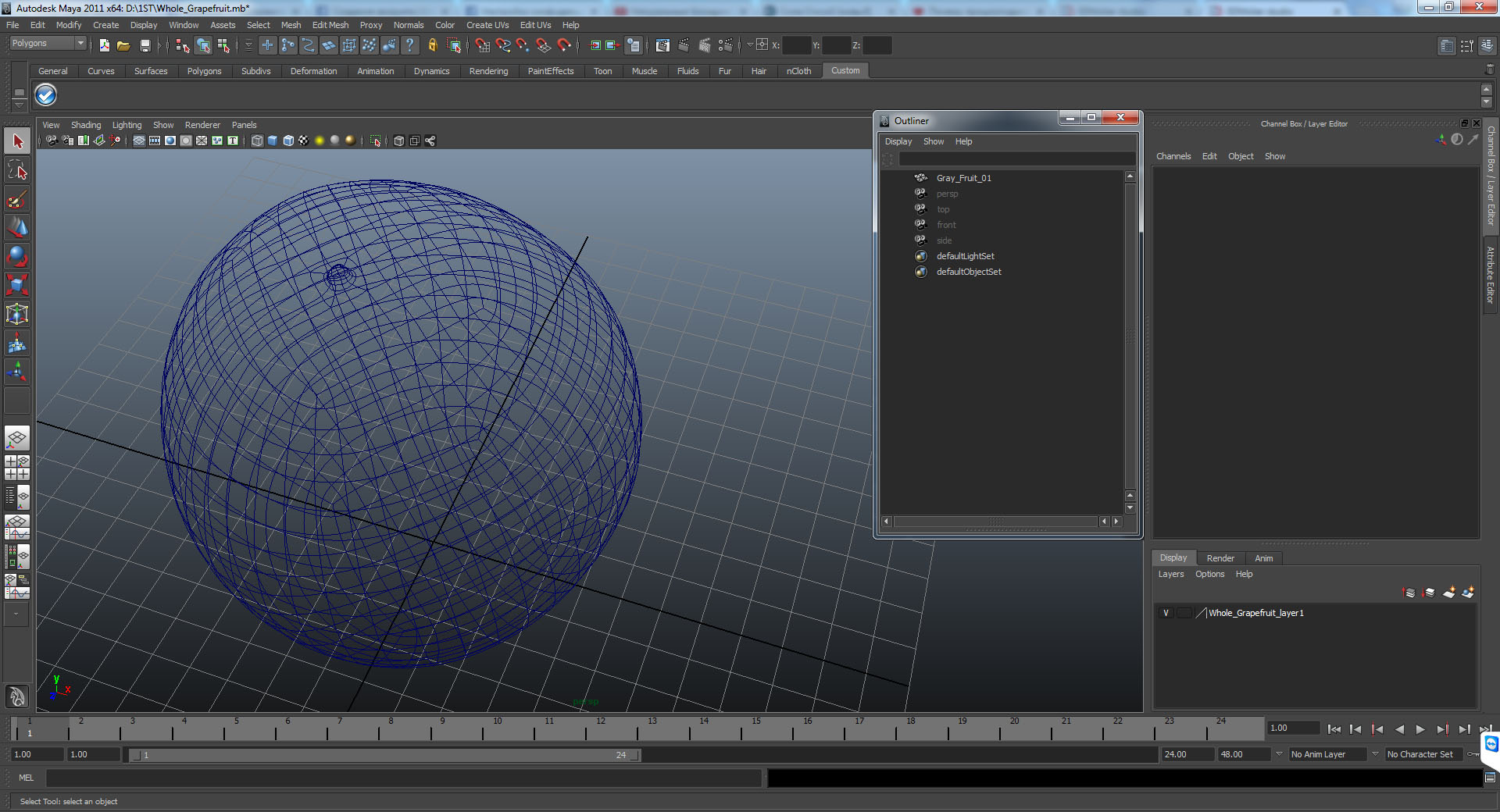 3D Whole Grapefruit