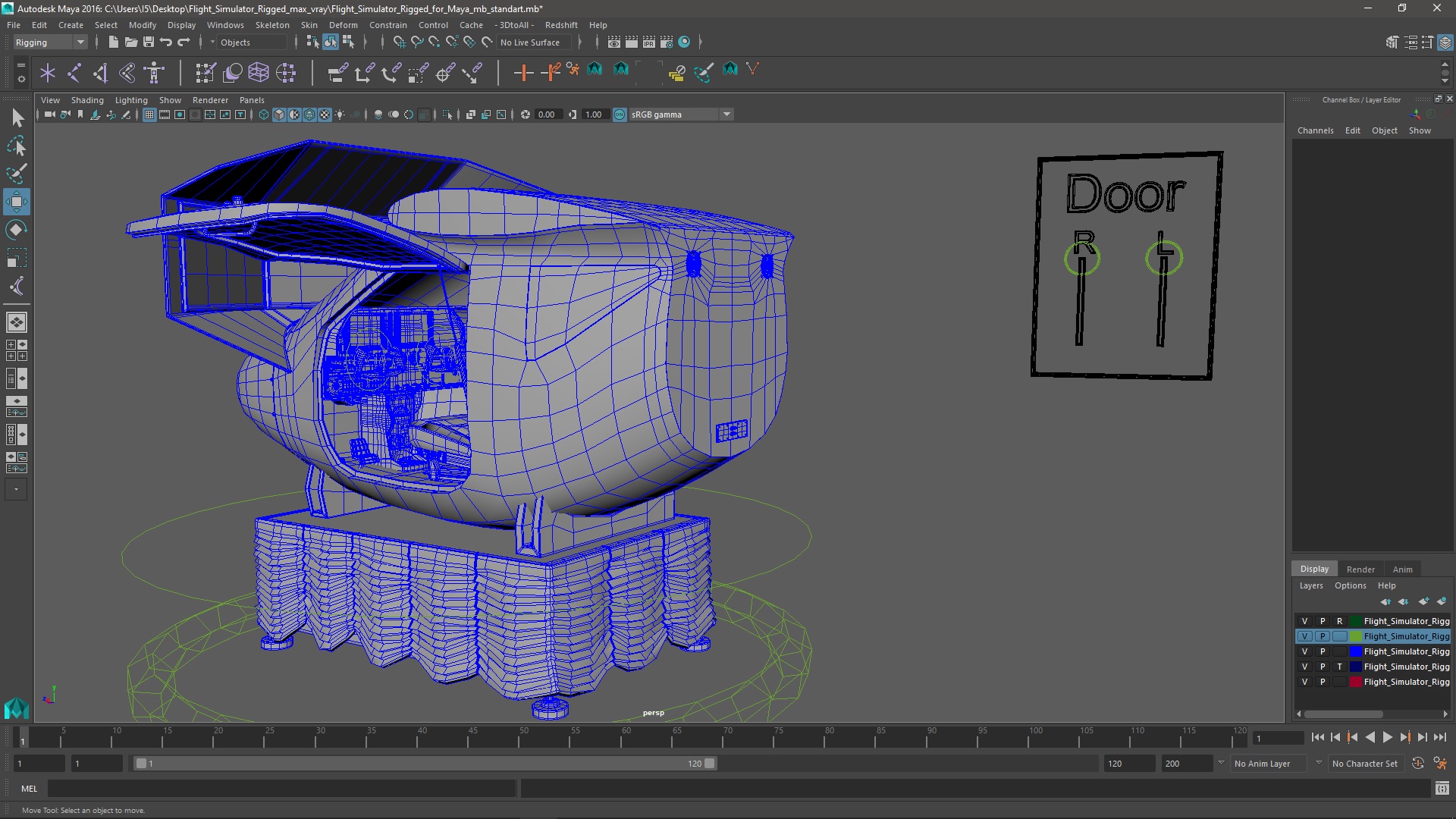Flight Simulator Rigged for Maya 3D