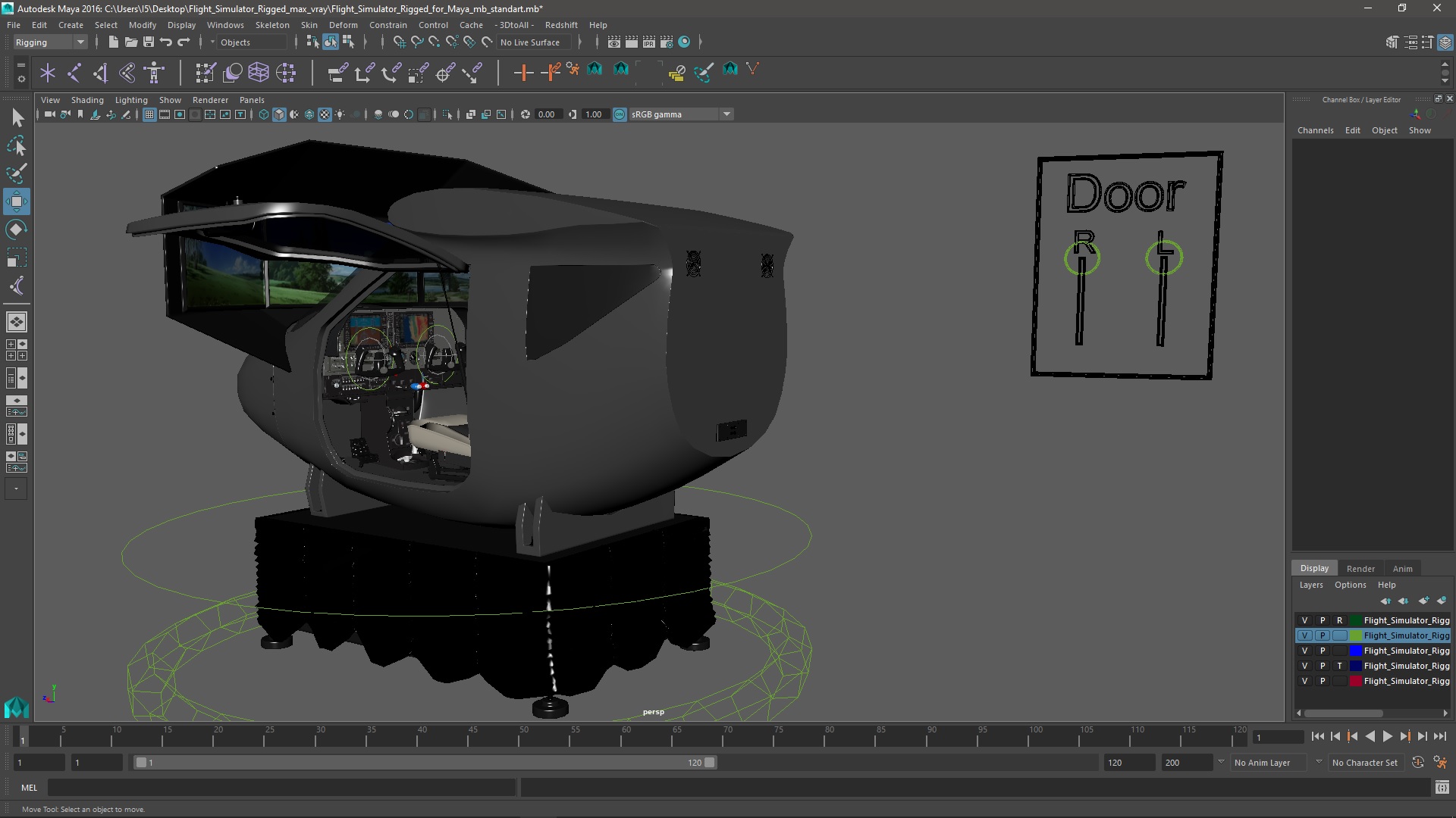 Flight Simulator Rigged for Maya 3D