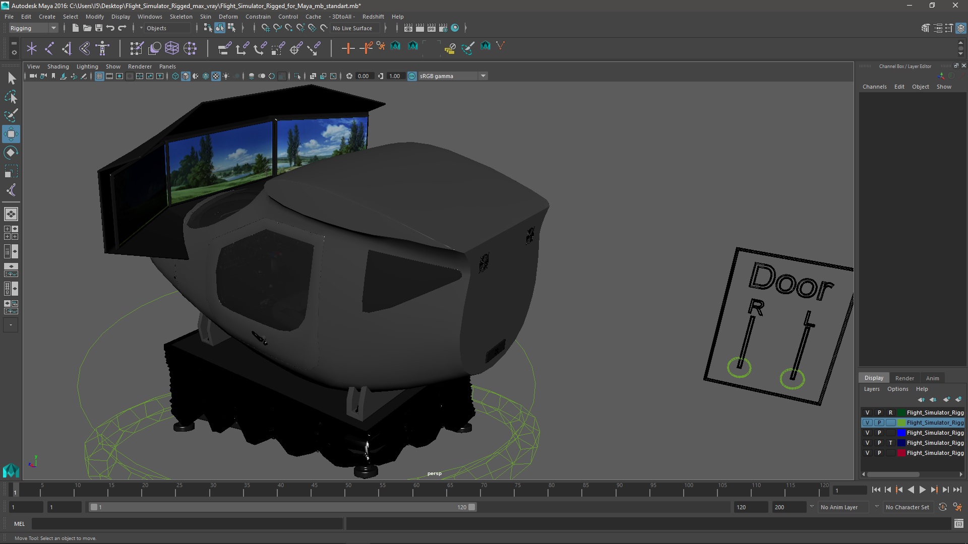 Flight Simulator Rigged for Maya 3D