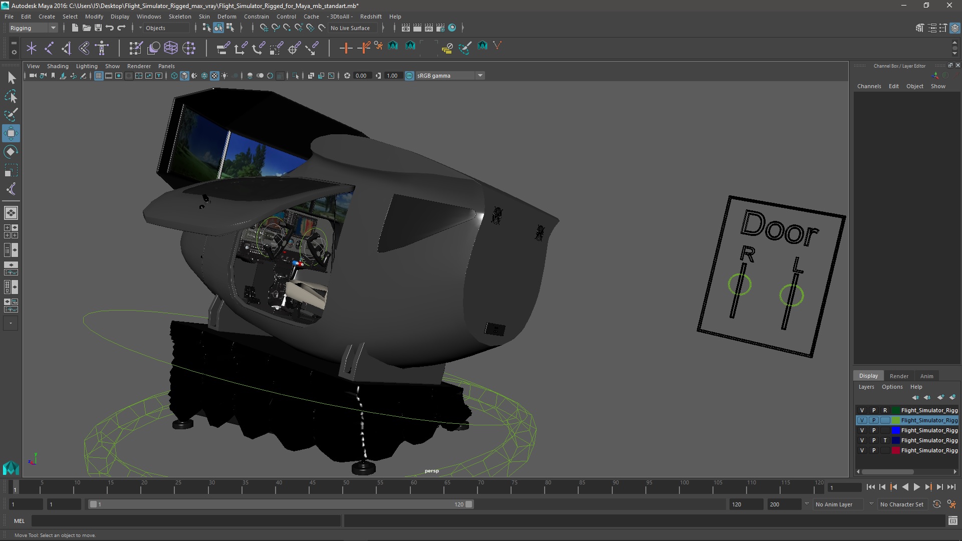 Flight Simulator Rigged for Maya 3D