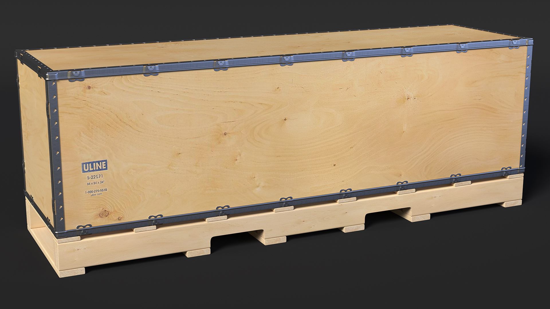 3D model Wooden Box with Pallet 84x24 Inches