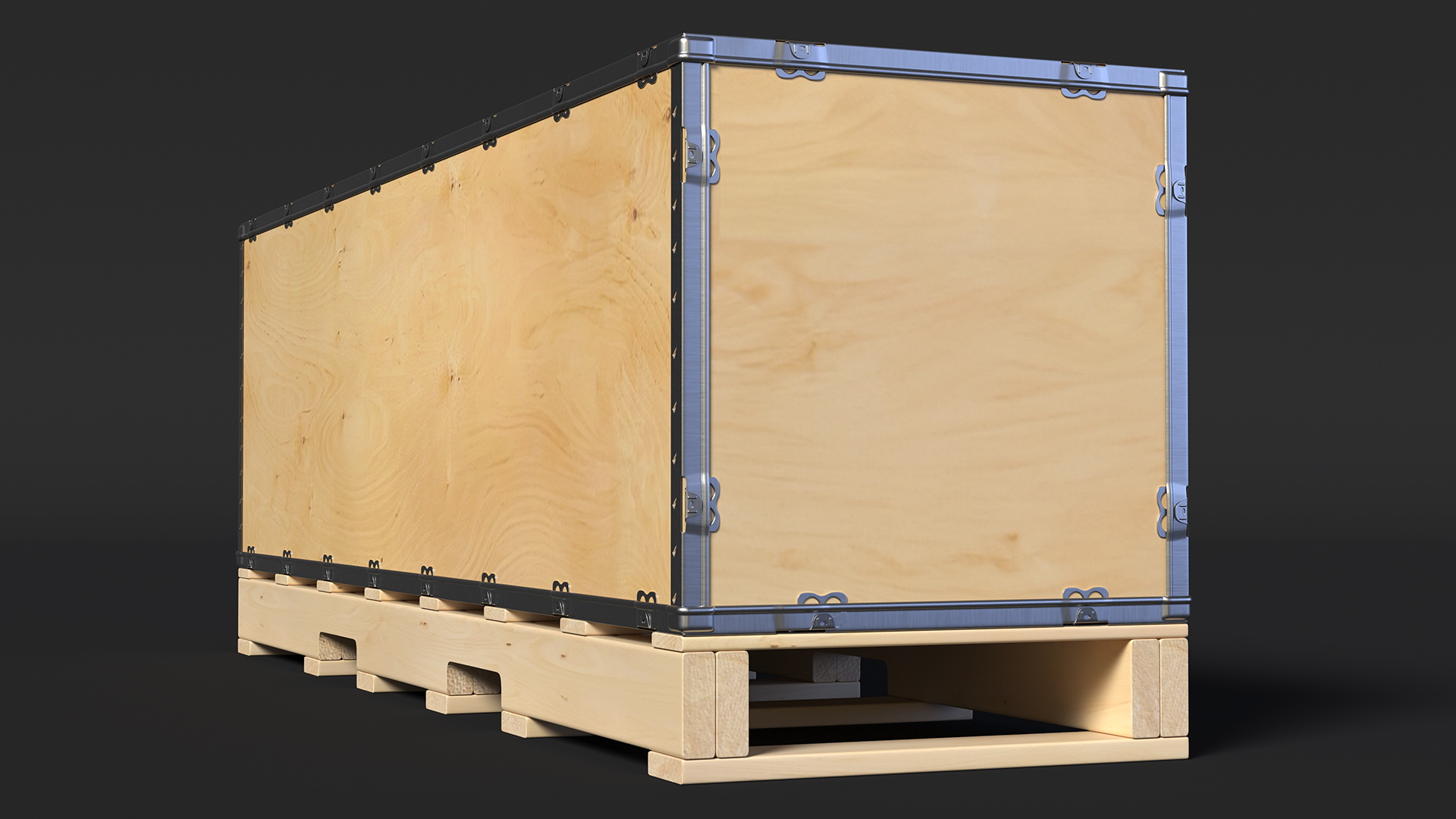 3D model Wooden Box with Pallet 84x24 Inches
