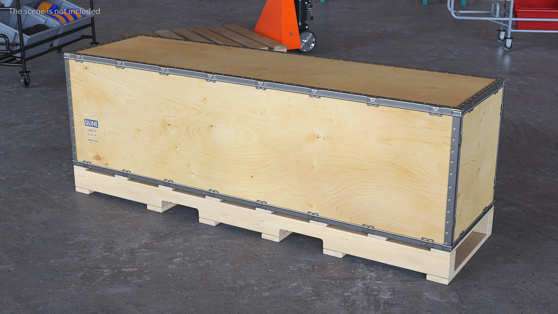 3D model Wooden Box with Pallet 84x24 Inches