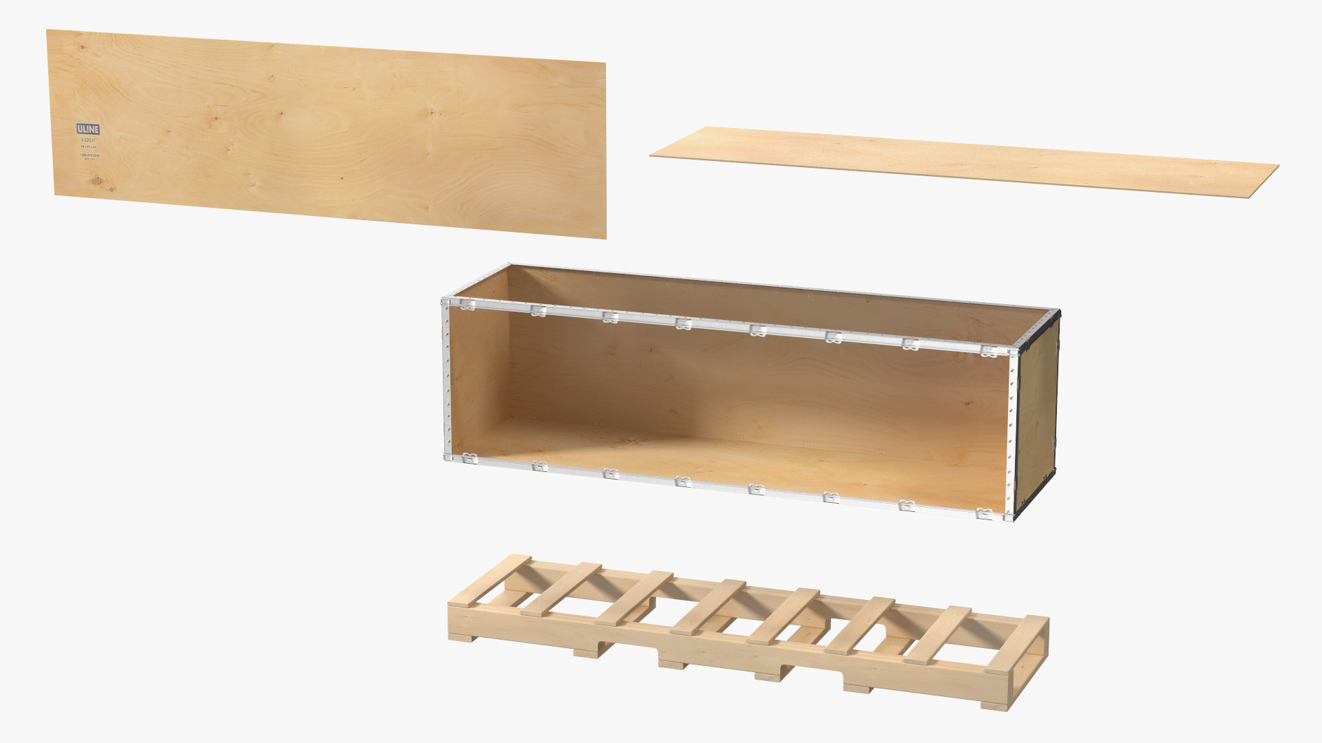 3D model Wooden Box with Pallet 84x24 Inches