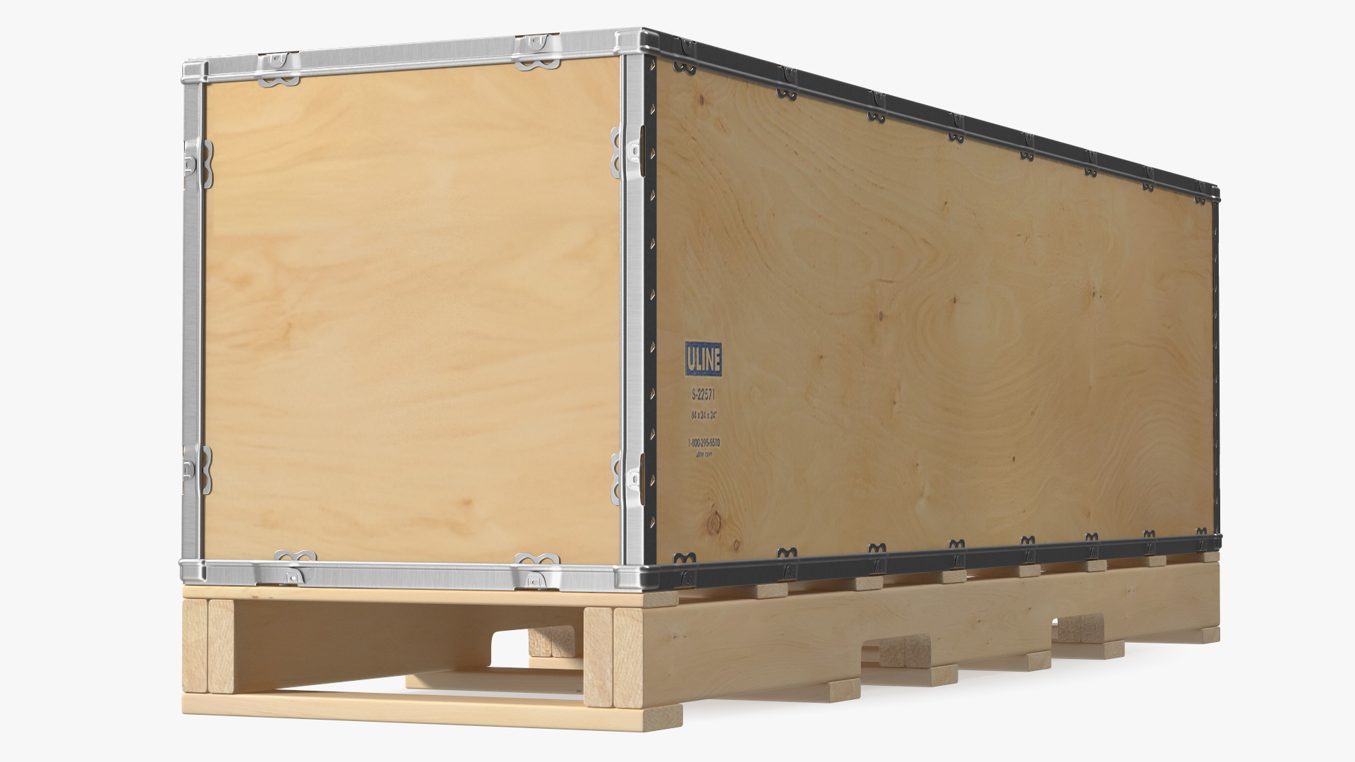 3D model Wooden Box with Pallet 84x24 Inches
